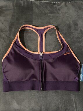 Brooks NWT Size Large Fast Forward Zip Dri layer Berry Rose Gold Sports Bra